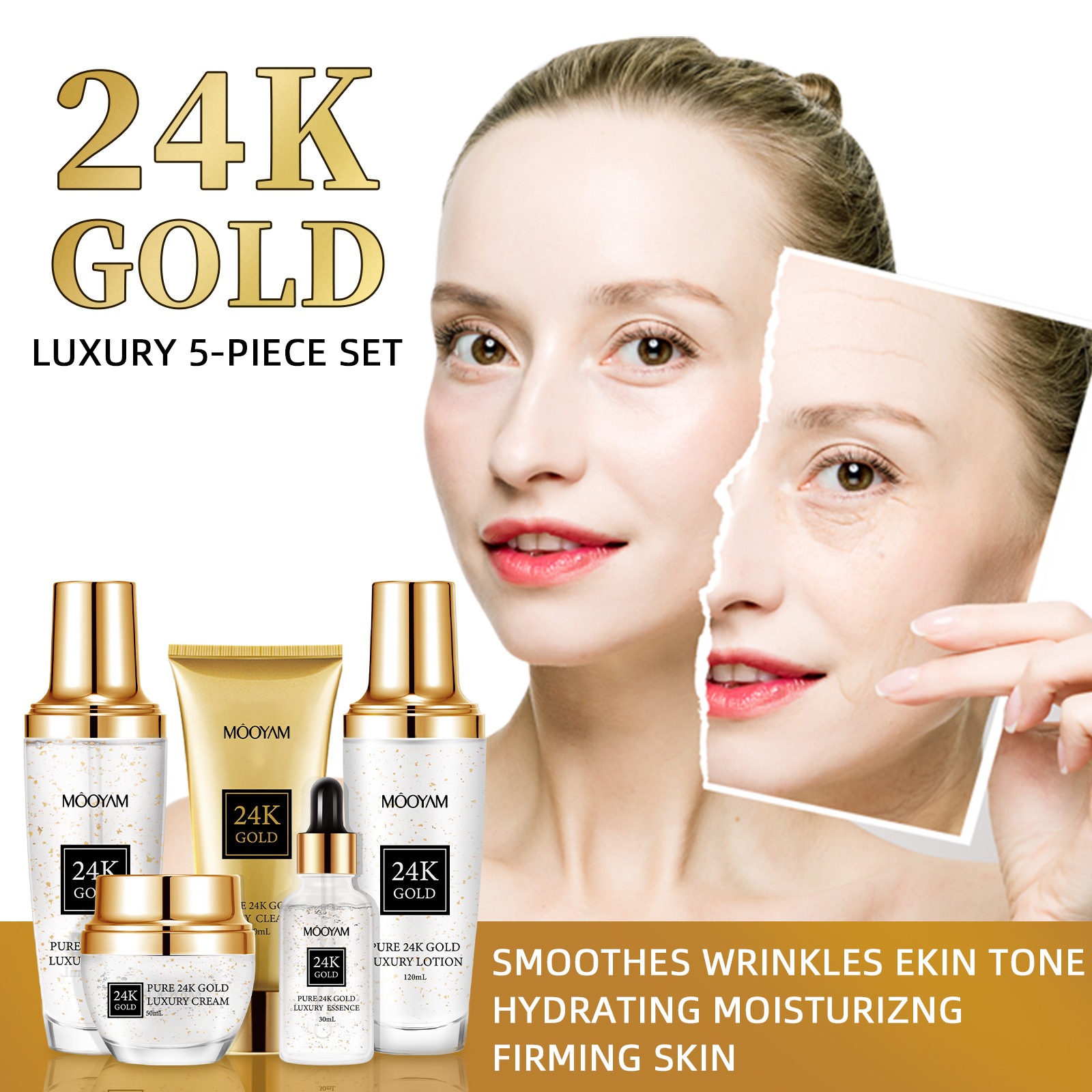 مجموعة مرطبة فاخرة من الذهب عي - مراجعة Luxury Gold Skincare وسعره