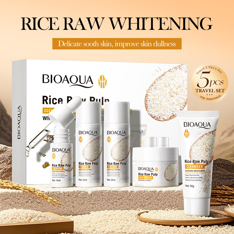 5 قطعة BIOAOUA الأرز الخام تبي - مراجعة Luxury Skincare Kit وسعره